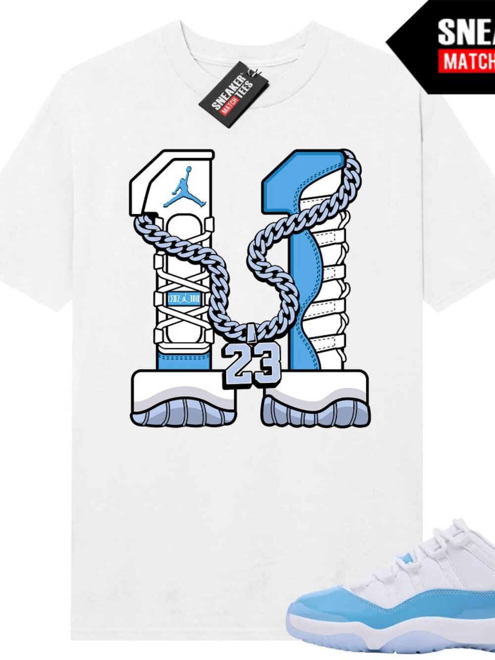 Shirt To Match Retro 11 UNC- White Retro 11- Sneaker Match Tees